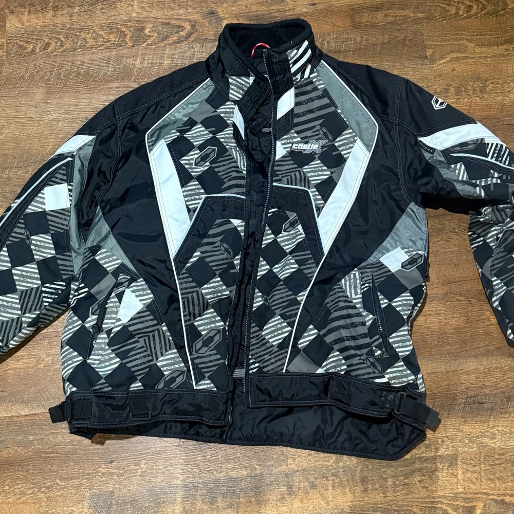Men's Black & Gray Geometric Insulated Snow Jacket